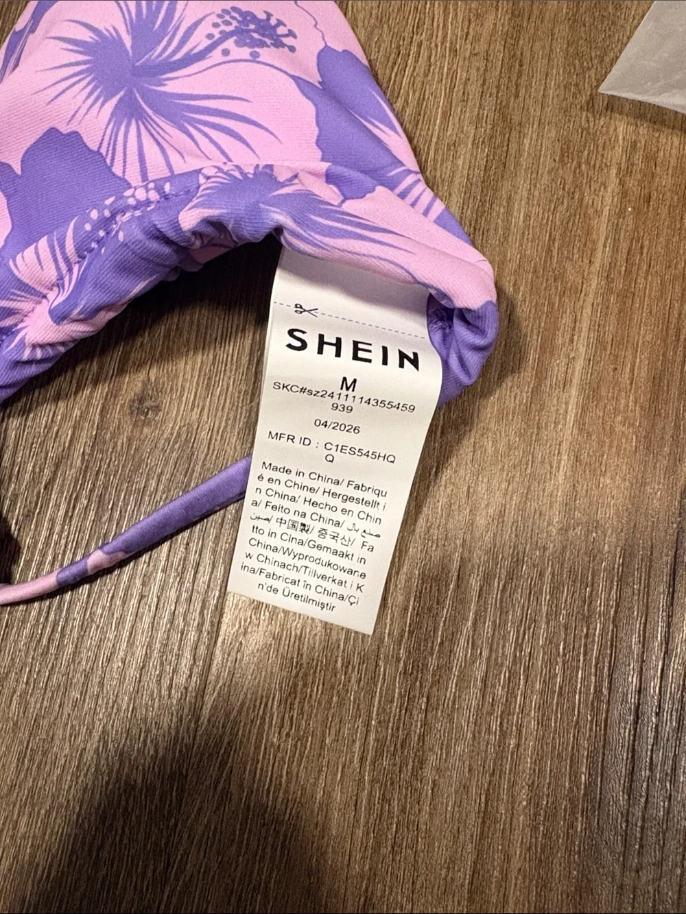 SHEIN Purple & Pink Floral Triangle Kids Swim Top